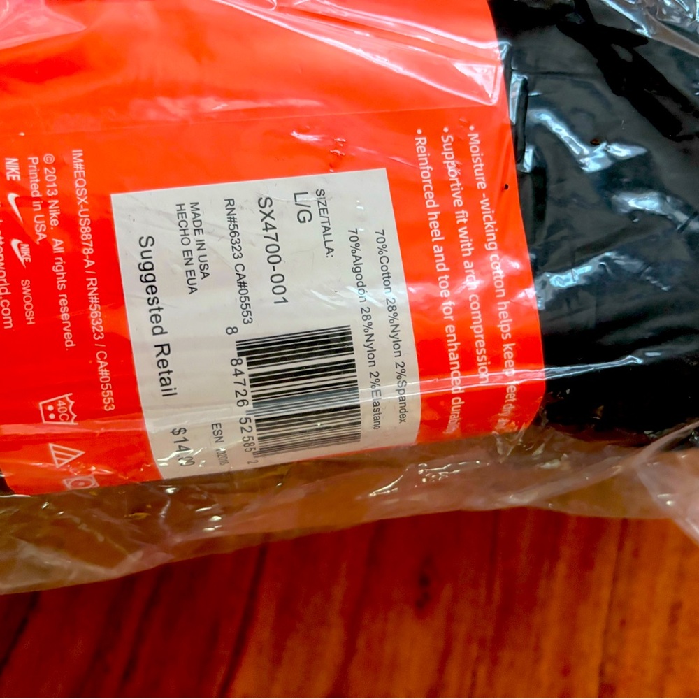 Nike Athletic Socks Crew 3-pack Performance Sports Cotton Unisex black large